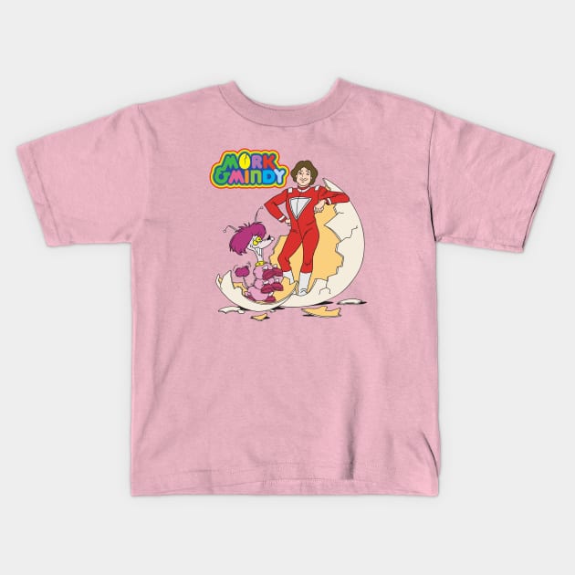 Mork And Mindy Cartoon Kids T-Shirt by Chewbaccadoll